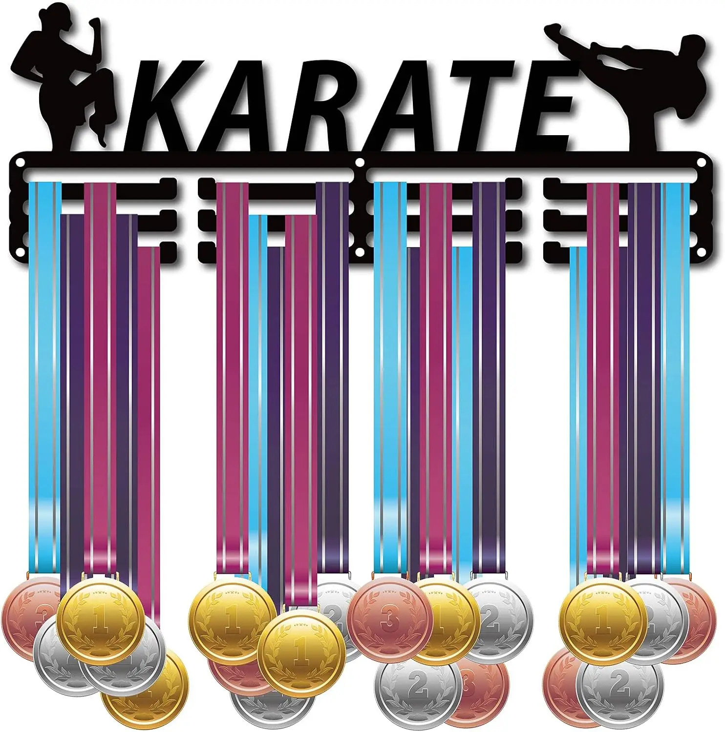 

1 Шт., Черный Металлический Держатель Для Медалей, Настенная Стойка Для Выставки Товаров, 3 Линии