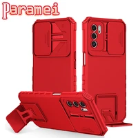slide camera armor phone case for oppo a5 a7 a9 a15 a16 a32 a36 a52 a53 rugged drop bracket cover for oppo a72 a74 a92 a95 case