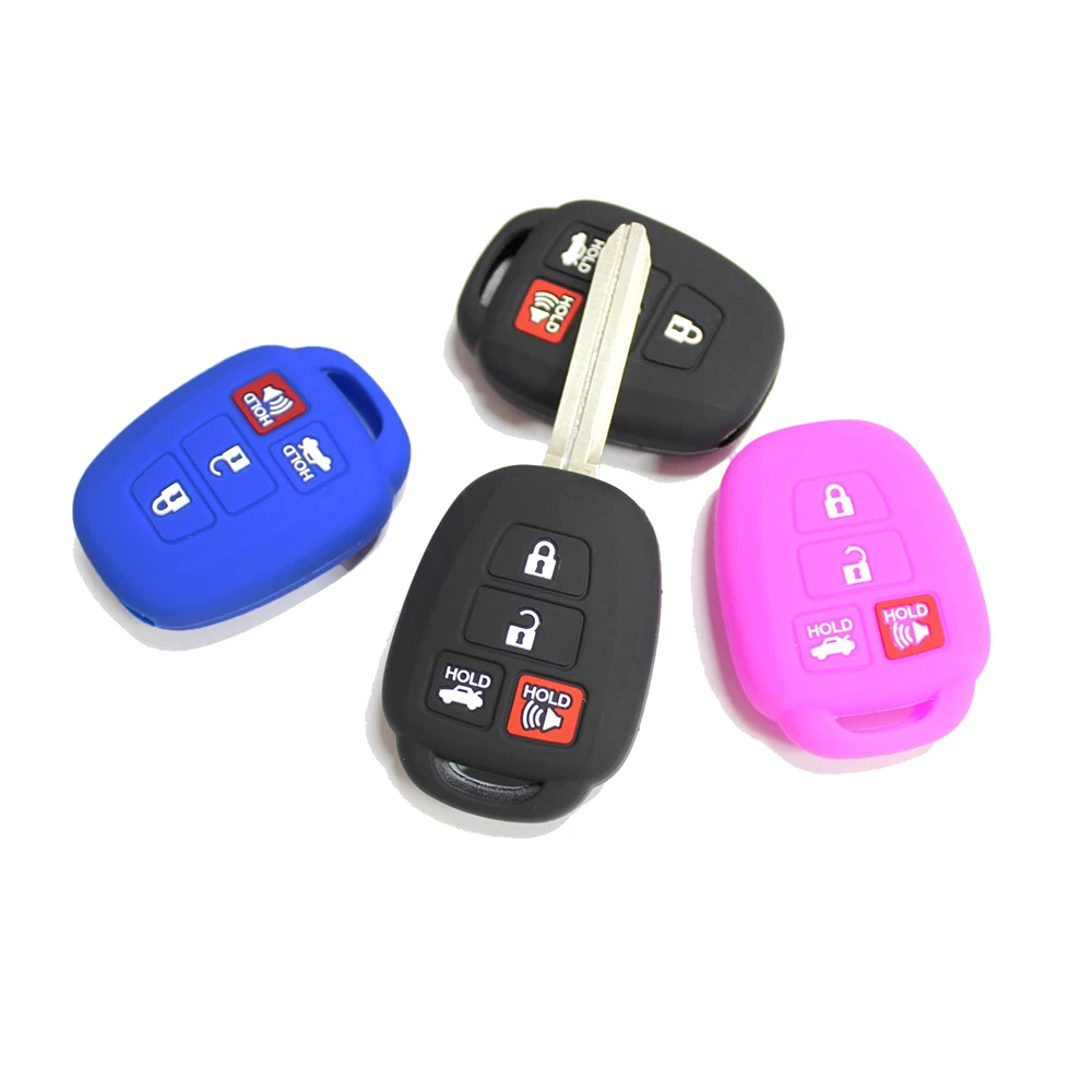 

4 Buttons Silicone Key Fob Cover Case Protector Holder for Toyota Camry SE LE Avalon Corolla RAV4 Venza Highlander Sequoia