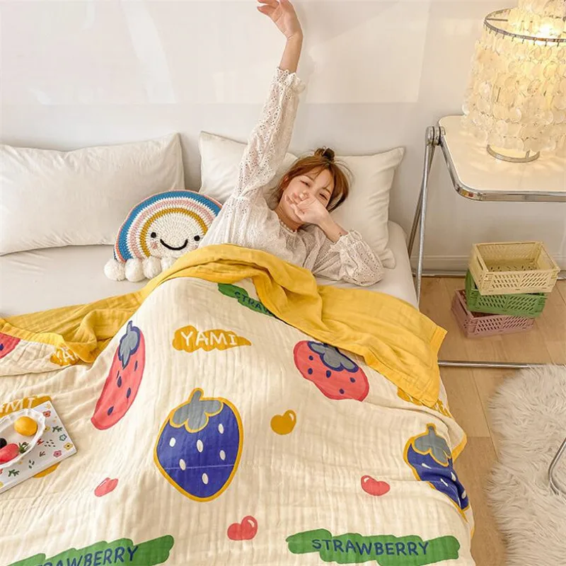 

Baby Blanket Newborn Tulle Cotton Blanket 6-layer Gauze Cotton Cloth Children Adult Family Warm Quilt Sleeping Blanket Bed Sheet