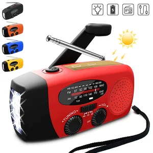 solar hand crank radio mini portable amfmnoaa weather radio with multifunctional flashlight emergency power supplybank free global shipping