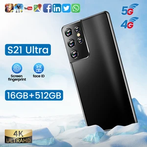 smartphone s21 ultra 16gb 512gb 4g5g 6 1 inch 11 core face acce mt6889 smart cell mobile phone unlocked global version celular free global shipping