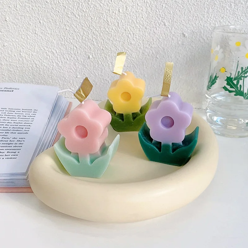 

INS Flower Scented Wax Candle Korean Home Decoration Flower Ornament Fragrance Handmade Floret Candles Candlestick Decorations