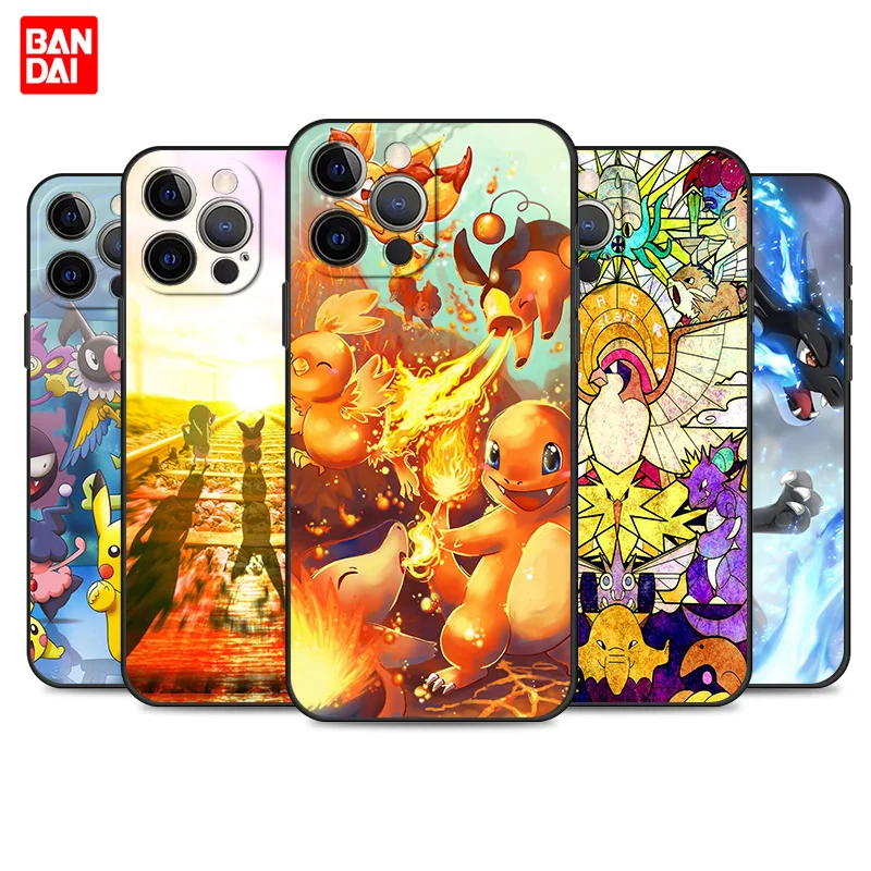 

Pokeball Pokemon Anime Phone Case for iPhone 12 13 Mini Pro Max Se 2020 12Pro 13Pro Shell Silicone Cell Soft Black Couple Cover