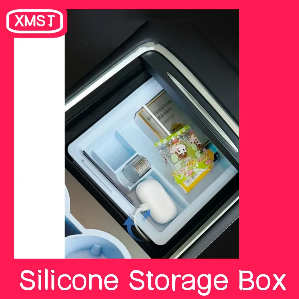 

For Tesla Model 3/Y Central Control Silicone Storage Box Interior Central Control Cup Holder 2021 2022 2023