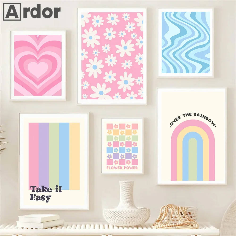 Розовая Аура градиентный постер ангел настенный художественный принт