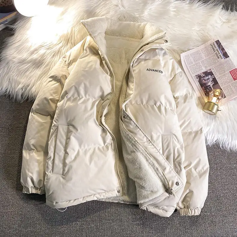 Winter Velvet Thickened Cotton Coats Men's College New Padded Jacket Hong Kong Style Parkas Loose Versatile Casual Fleece Coat