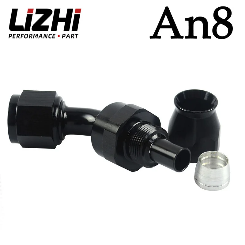 

LIZHI RACING - Black High Quality PTEF AN8 AN-8 45 DEGREE REUSABLE SWIVEL HOSE END FITTING AN8 LZ-SL6045-08-021