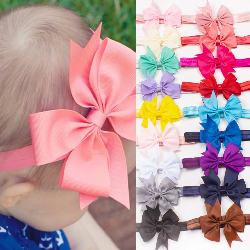 

Baby Girl Newborn Headband Solid Color Ribbon Birthday Party Toddler Children Bow Head Kids Accessories Headwear