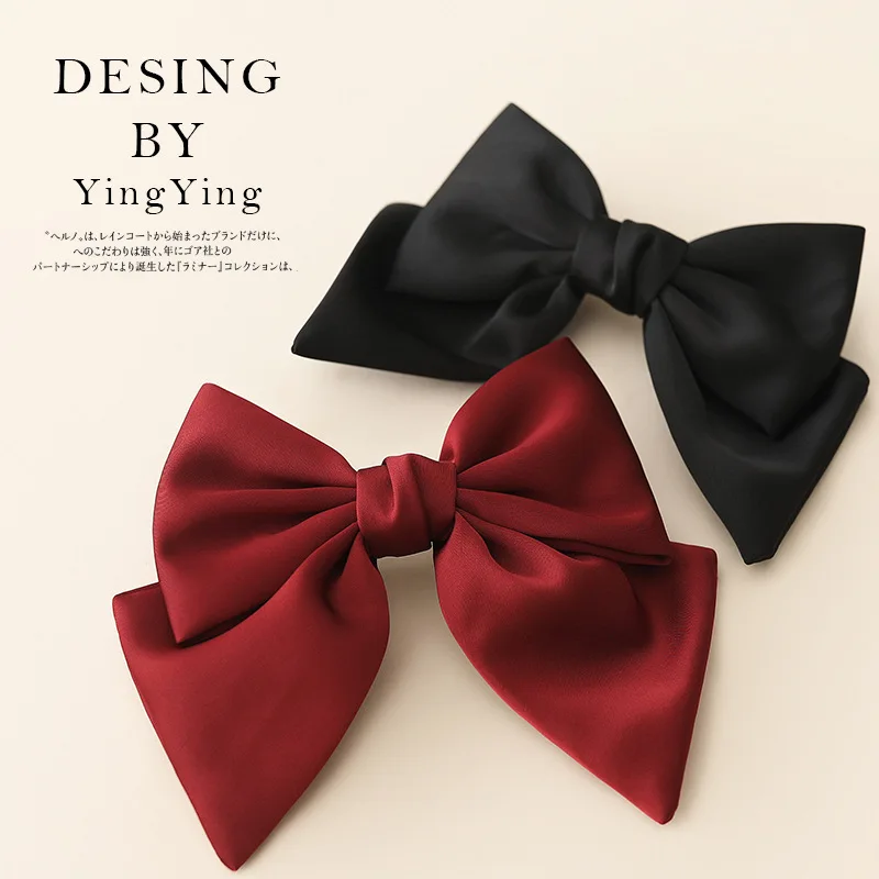 

New Fashion Solid Color Hairgrips Big Large Bow Hairpin For Women Girls Satin Trendy Ladies Hair Clip Barrette Hair Accessorie