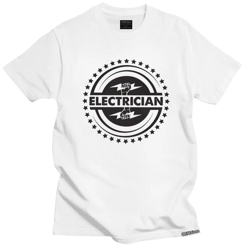 

Футболка мужская с рисунком электрика, красивая тенниска из чистого хлопка с коротким рукавом, майка с рисунком электротехники, лето