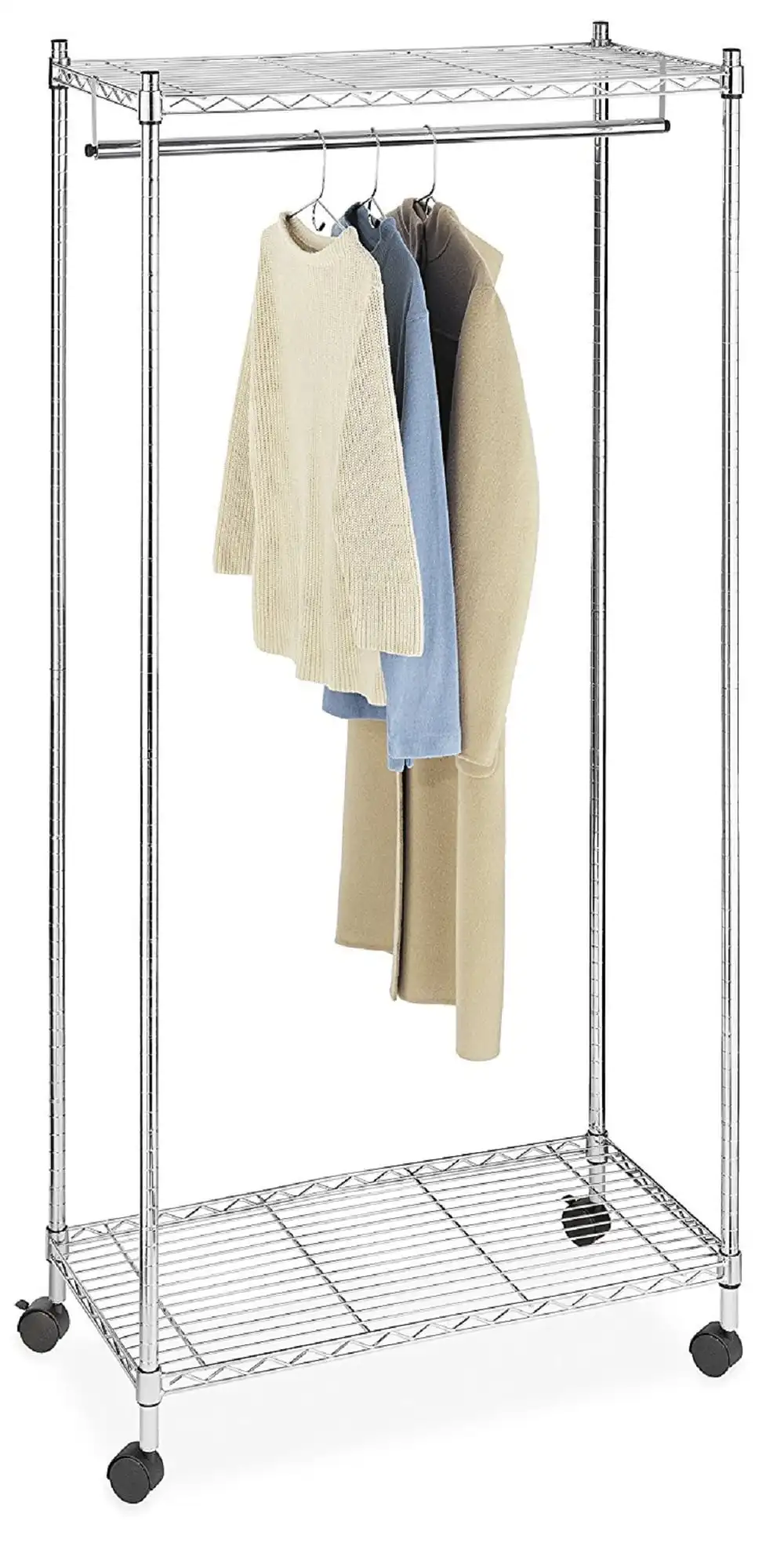 

Double Shelf Rolling Garment Rack, Metal,