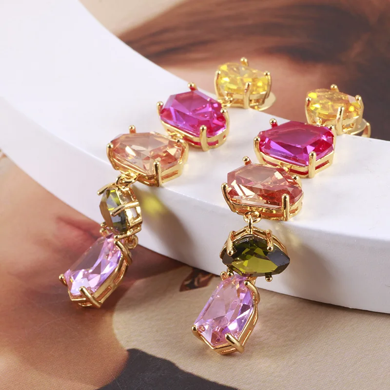 Модные роскошные модные блестящие серьги неправильного геометрического цвета с