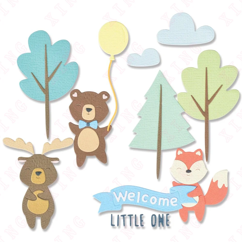 

Newest Woodland Baby Set Metal Cutting Dies Scrapbook Diary Decoration Embossing Template Diy Greeting Card Handmade Craft Molds