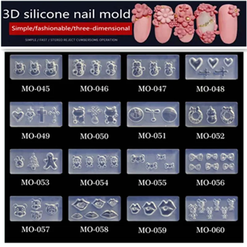 

New MO51-100 Series Manicure Silicone Mold drop Glue DIY Mold Love Flower Cross Nail Design