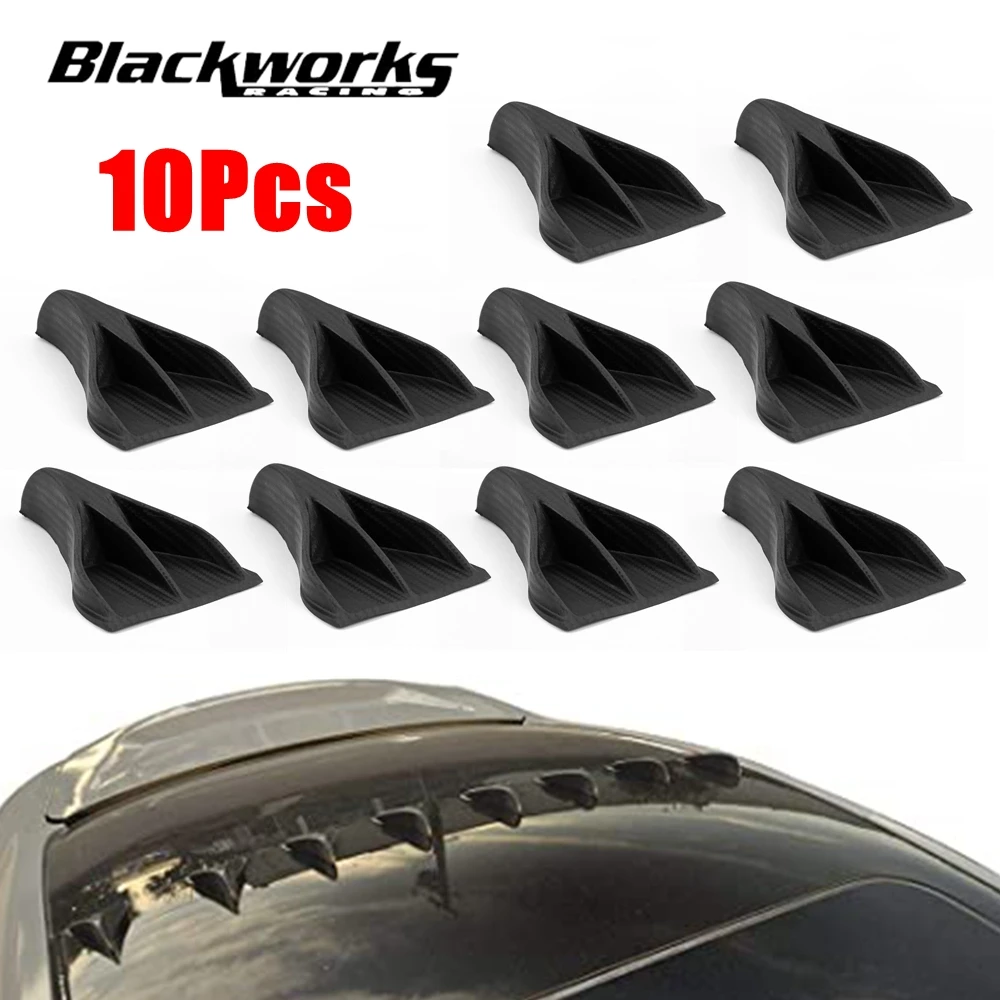 

10Pcs Car SUV Universal Vortex Generator Shark Fins Spoiler Wing Kit Fit for Roof Tail Spoiler Bumper