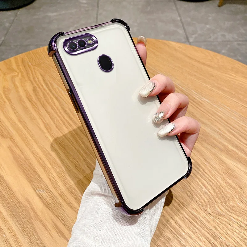 For Oppo A12 Case OPPO A5S Cover A7 AX7 A12S A11K AX5S A7N Clear electroplate Phone Bumper Shockproof Protect