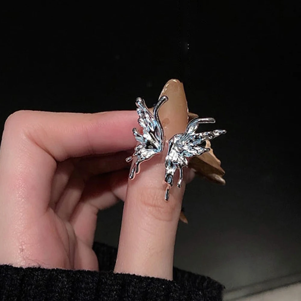 

Trendy Butterfly Open Rings For Women Lover Silver Adjustable Friendships Cute Elegant Wedding Jewelry Friends Couple