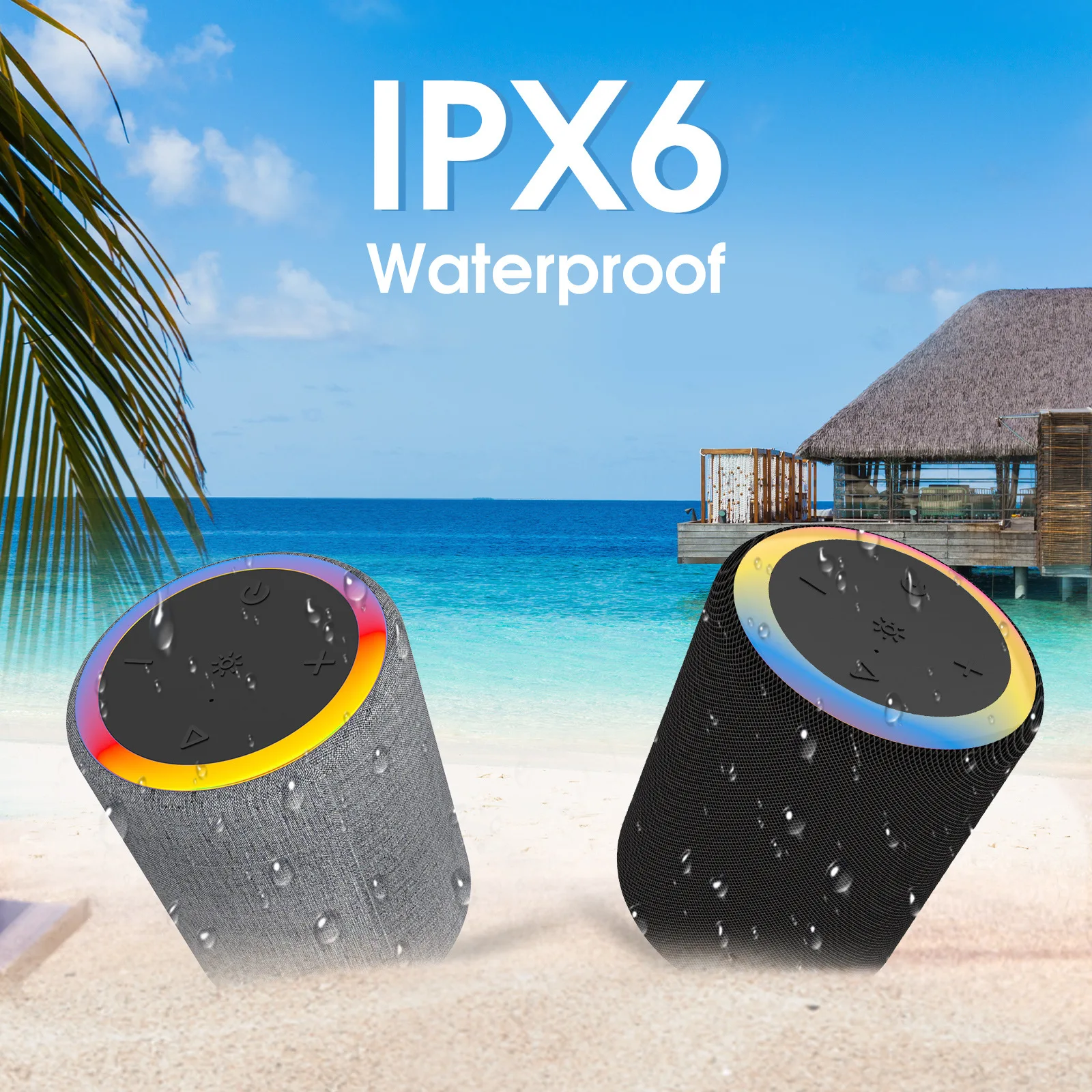 

Беспроводной Bluetooth-динамик, сабвуфер с яркими огнями, водонепроницаемая IPX6 Портативная колонка s, маленькая аудиосистема, автомобильный бас...