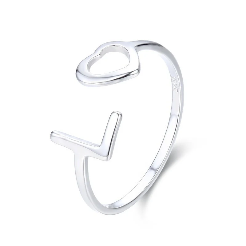 Slim 925 Sterling Silver Love Heart Inspirational Rings For Women Girls Jewelry Finger Anillos Bague Argent Aneis bijoux Anillo | Украшения