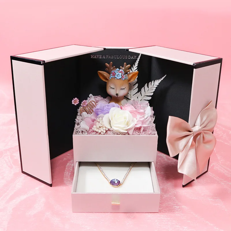 New Fashion Jewelry Display Boxes for Couple Anniversary Mother Day Accessories Necklace Earrings Storage Case for Girlfriend
