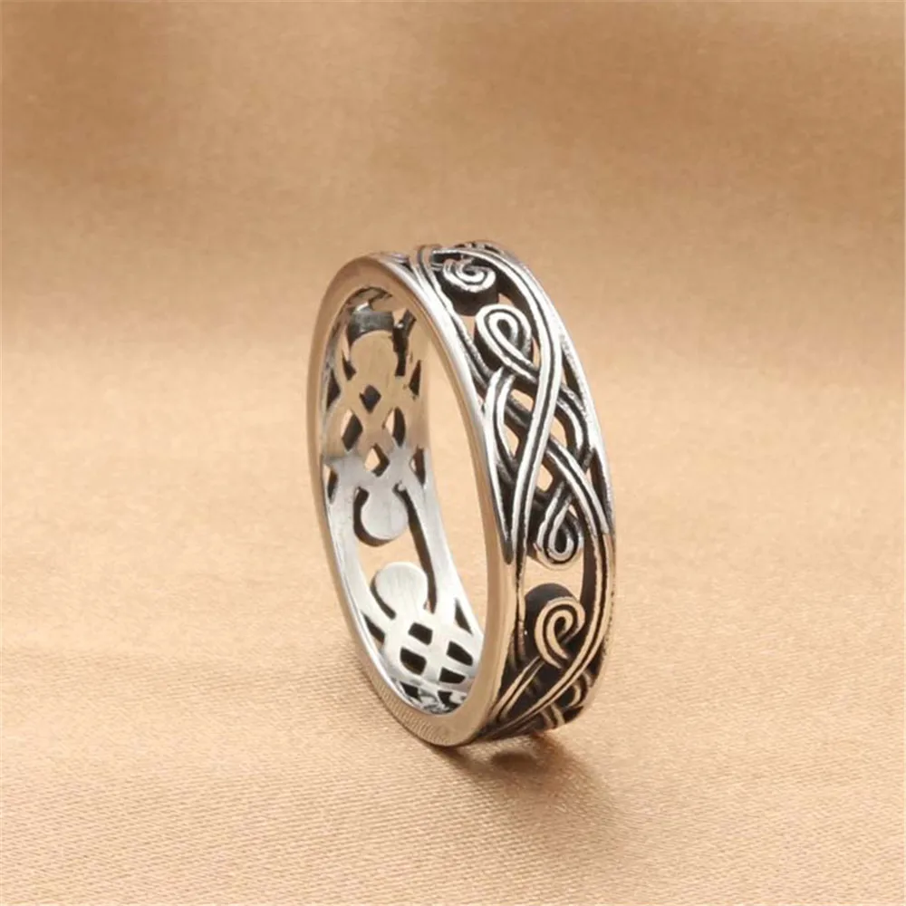 

Men's Vintage Titanium Steel Flower Hollow Ring Fashion Jewelry Gift Size 7-13