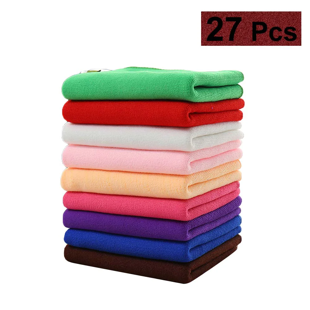 

27Pcs 30x70cm Microfiber Cleaning Cloth Car Wash Towel Rags Kitchen Dish Towel Drying Absorber Household Cleaner for Polishing