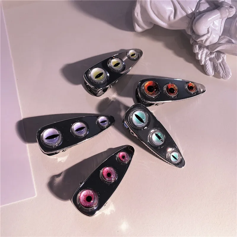 

Hiphop Punk Metal Multicolor Eyeball Hair Clips for Women Girls Fashion Hair Accessories Cool Brooches Hair Pins Barrettes New