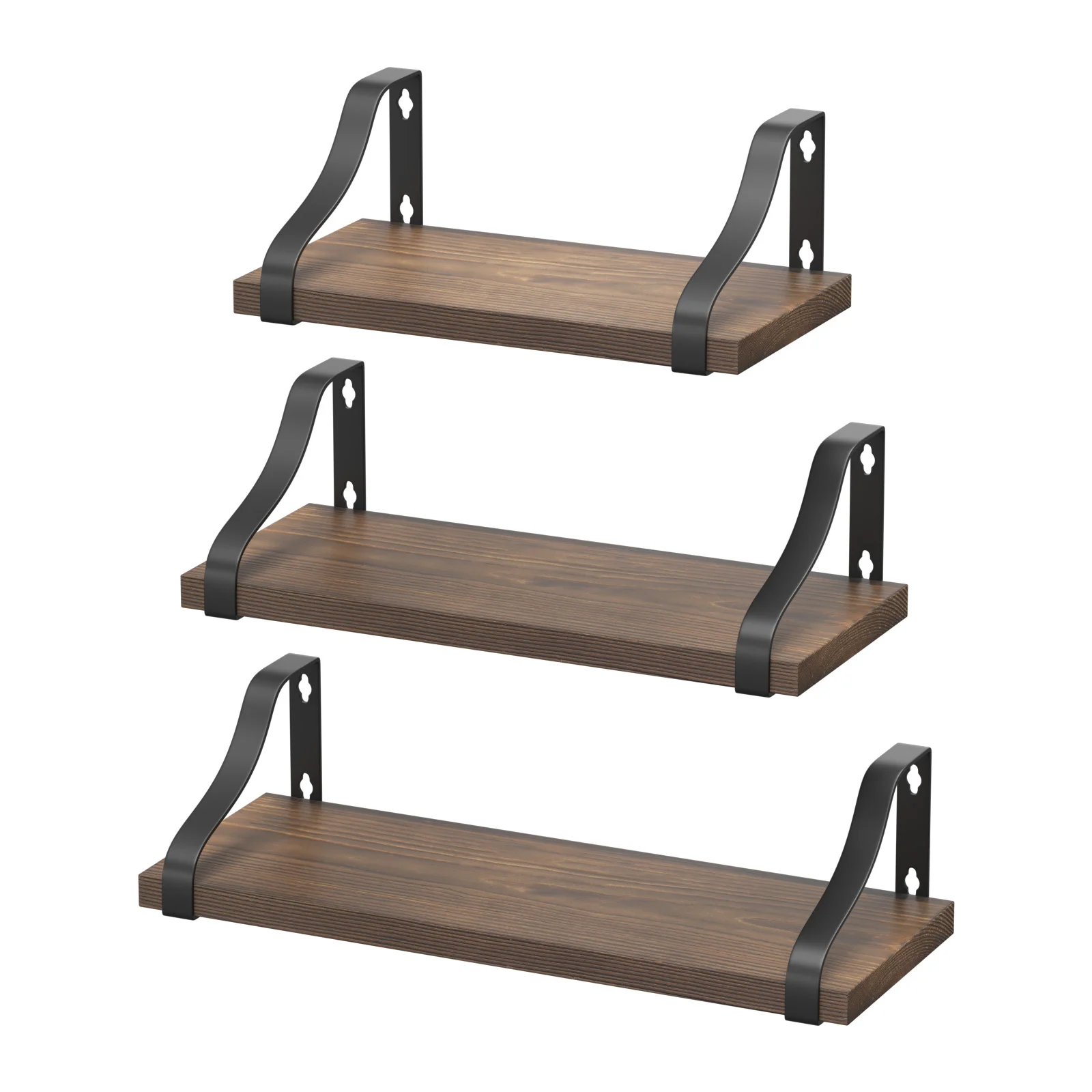 

HOMEMAXS 3 Tiers Wall Shelves Floating Shelves Wall Mounted Storage Shelves for Bedroom Living Room Bathroom Kitchen Office