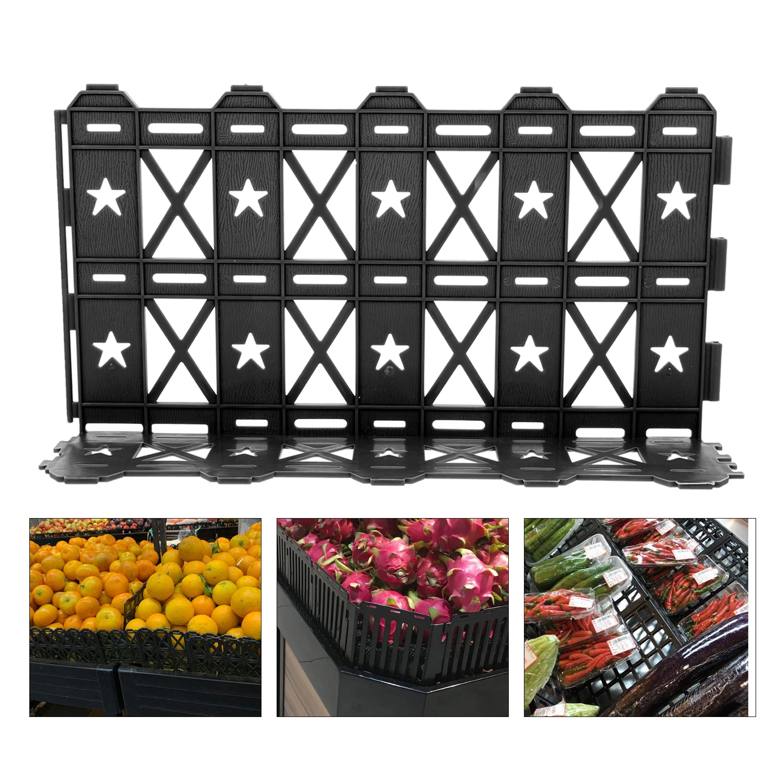 

Baffle Fence Display Rack Guardrail Fruit Vegetable Fresh Supermarket Stack Plastic