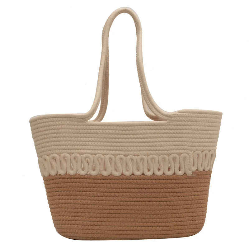Single Shoulder Bag Hollow Cotton Woven Bag The Large Capacity of French New Summer Straw Bag Seaside Holiday Beach Bag Female