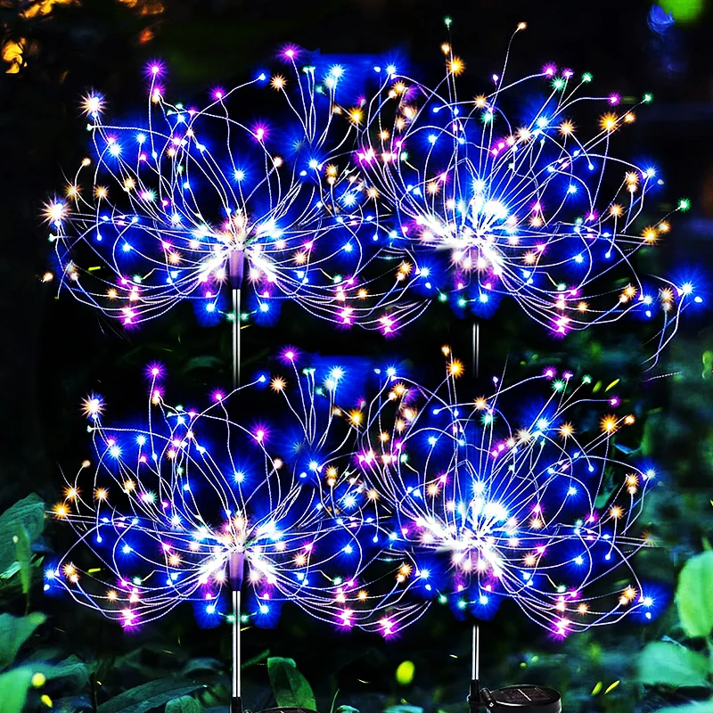 Solar Lights Outdoor Garden Decor LED Solar Powered Copper Wiress Stake String Pathway Light DIY Flowers for Patio Backyard Path