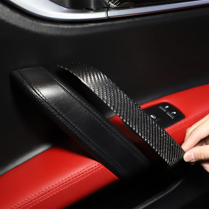 

For Maserati Ghibli III (M157) Quattroporte VI V 2013-2022 Car Inner Door Handle Armrest Cover real carbon fiber Accessories LHD
