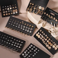 womens earrings set retro korean geometric stud earrings for women korean gold small metal pearl earring 2021 trend jewelry