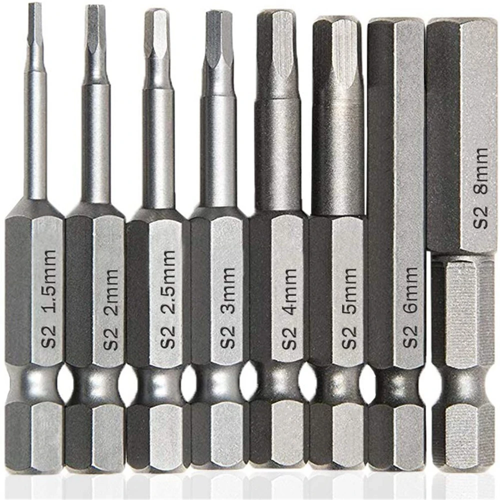 

8pcs Hex Screwdriver Set H1.5-8 Inner Hexagon Head 1/4" Screw Drill Bit Magnetic S2 Steel Electric Screw Driver Bit Repair Tools