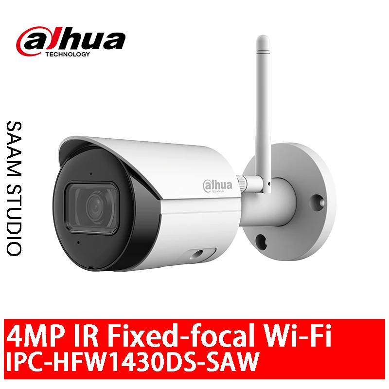 

Dahua 4MP IR 30M Smart H.265 + фиксированное фокусное расстояние 2,4G Wi-Fi цилиндрическая сетевая камера IP67 Micro SD встроенный микрофон