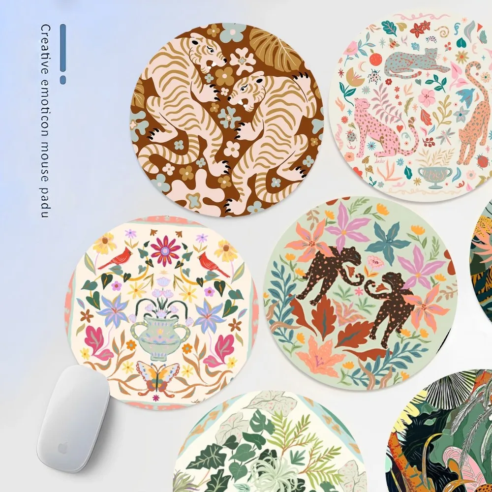 Коврик для мыши с изображением тигра джунглей INS Tide круглый коврик клавиатуры