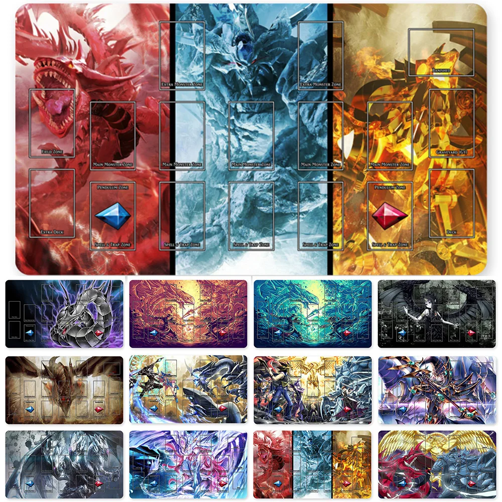 

HOT OCG Playmat Blue-eyes Ultimate Dragon Dark Magician Duel Monsters Playmats Compatible for YuGiOh TCG + Free Bag - ygo (3)