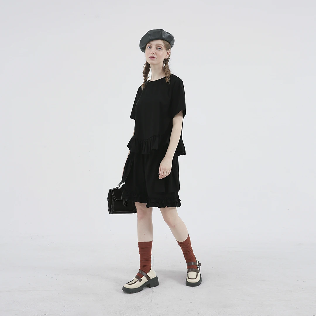 Leorlax Original Design 2023 New Solid Color Shorts Women Loose Casual Ruffled Straight Elastic Waist Pants Summer 22062