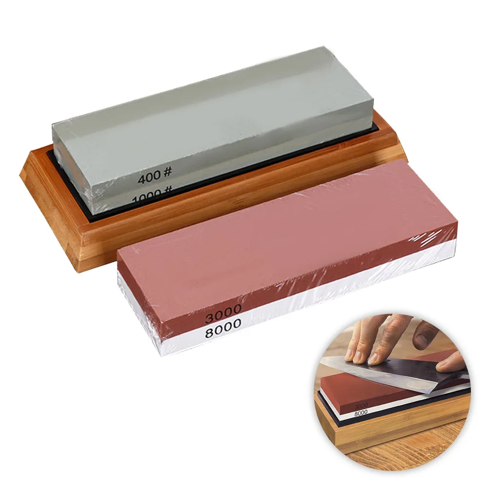 

Точильный камень, набор точильных камней, кухонная точилка, камень 400/1000 3000/8000, двухсторонняя зернистость с основанием