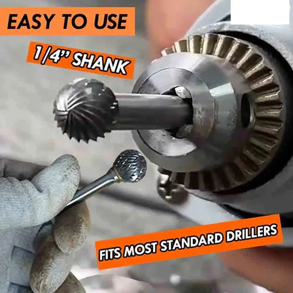 

6-16mm Round Double Cut Ball Shape Rotary File Carbide Tungsten Carbide Cutter Routing Polisher Ball Bit Carving Burr Shape L9K7