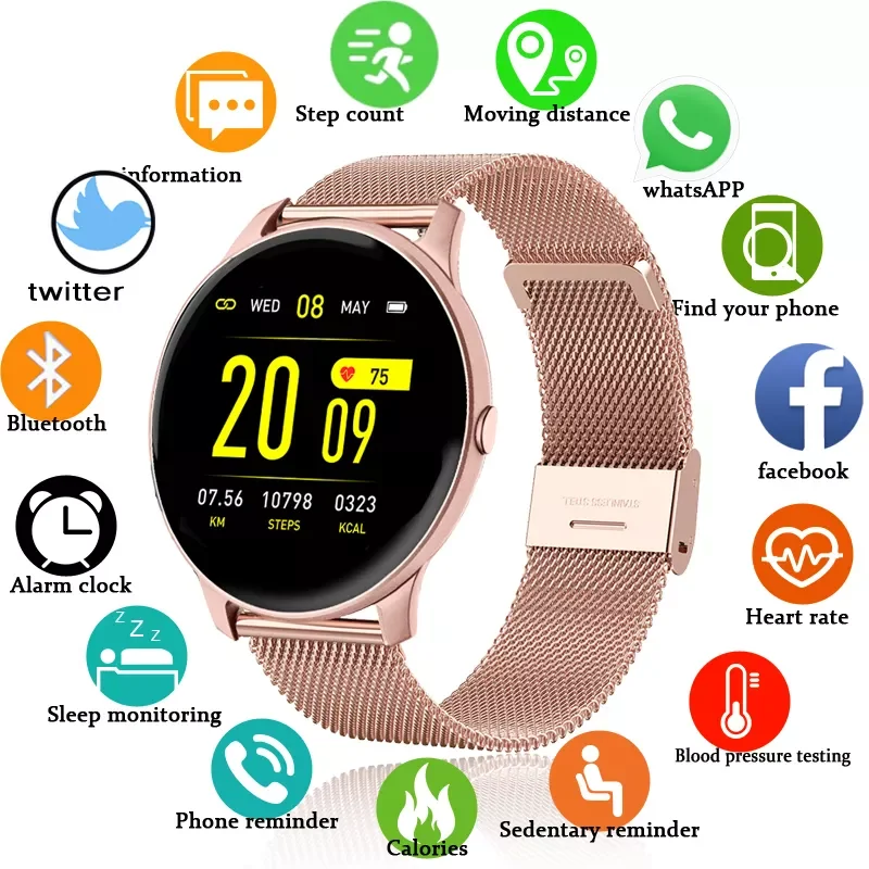 

Smart Watch Women Men Heart Rate Blood Pressure Lnformation Remind Sport Multifunctional IP68 Waterproof Lady Smartwatch