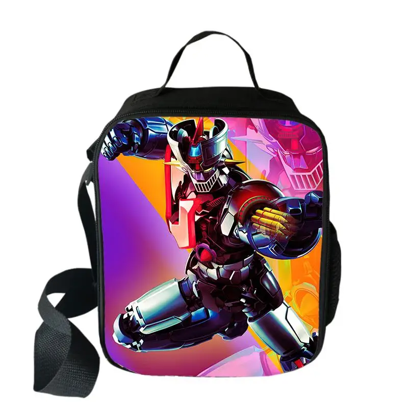 Hot Mazinger Z Boys Girls Lunch Bags Kids Food Portable Insulated Lunch Box Children Crossbody Bags School Lunch Bags
