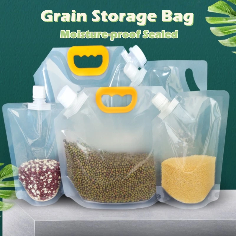 

1.5-5L Portable Food Packaging Bag Reusable Grain Sealed Bag Insect-proof Moisture-proof Fresh-keeping Storage Bag Kitchen Tools