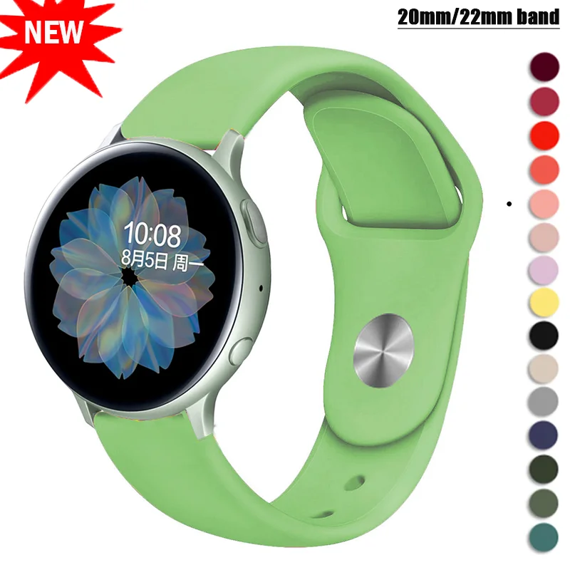 

20/22mm Strap For Samsung Galaxy watch 4/46mm/42mm/Active 2/correa Gear S3 Silicone bracelet For Huawei watch GT 2/2e/pro/3 band