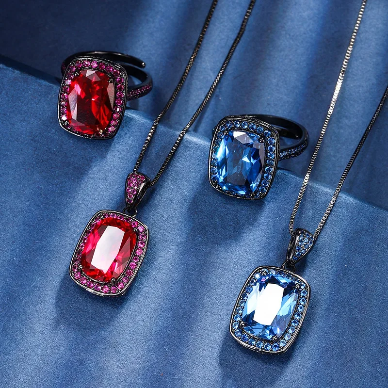 S925 Посеребренный Позолоченный 18 К PT950 Платиновый Красный Корунд Синий Спинель