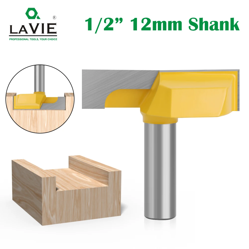 

LAVIE 1 pc 12mm 1/2 inch Shank Cleaning Bottom Router Bits 2-1/4" Cutting Diameter for Surface Planing Router Bit Milling cutter