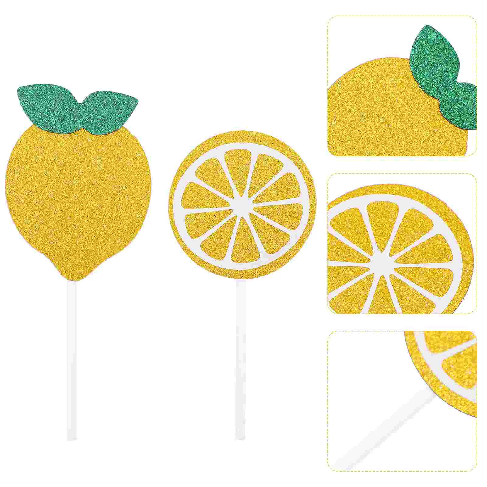 

24 Pcs Birthday Cake Gold Paper Cups Lemon Decorations Party Lemonade Topper Fruit Cupcake Toppers Inserts Baby