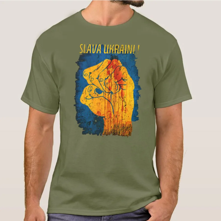 

SLAVA UKRAINI! Men's short sleeve o-neck T-Shirt 100% Cotton Casual T-shirts Loose Top Size S-3XL
