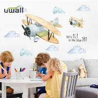 creative kids room cartoon airplane wall stickers home bedroom wall decor baby room self adhesive stickers room decoration